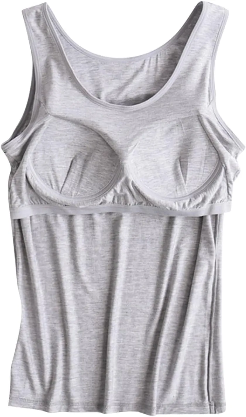 Tank Top for Women with Built in Bra Spaghetti Strap Workout Yoga Camisole Tops Basic Padded Tank Tops Summer Clothes