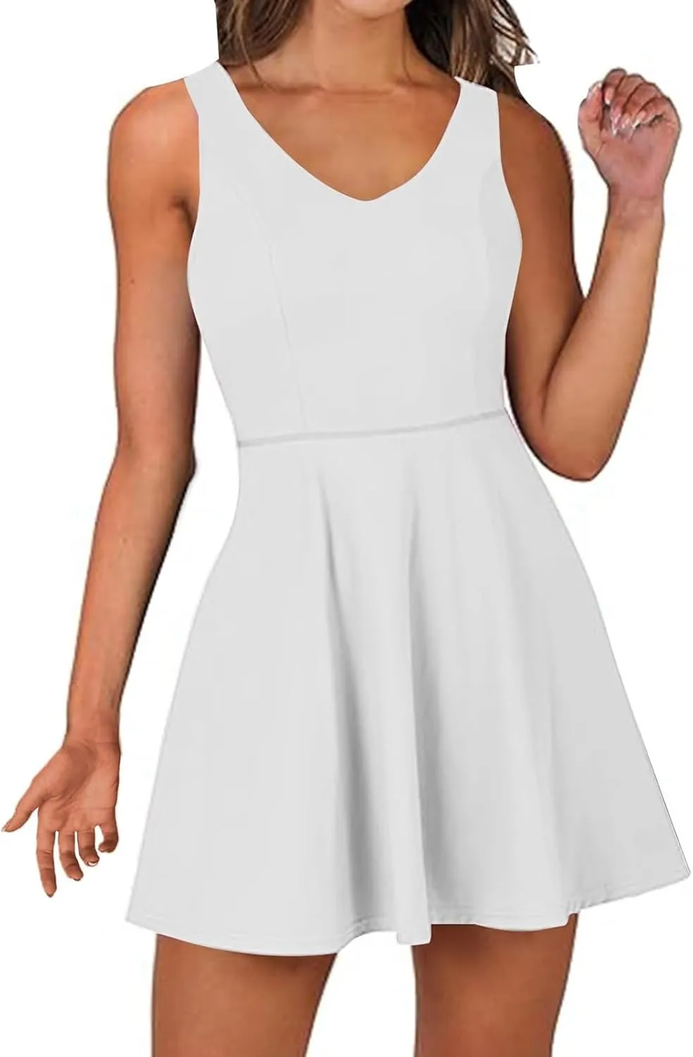Tennis Dress for Women Sleeveless Active Sporty Tank Dress Athletic Romper Mini Dresses Backless Empire Waist Dresses
