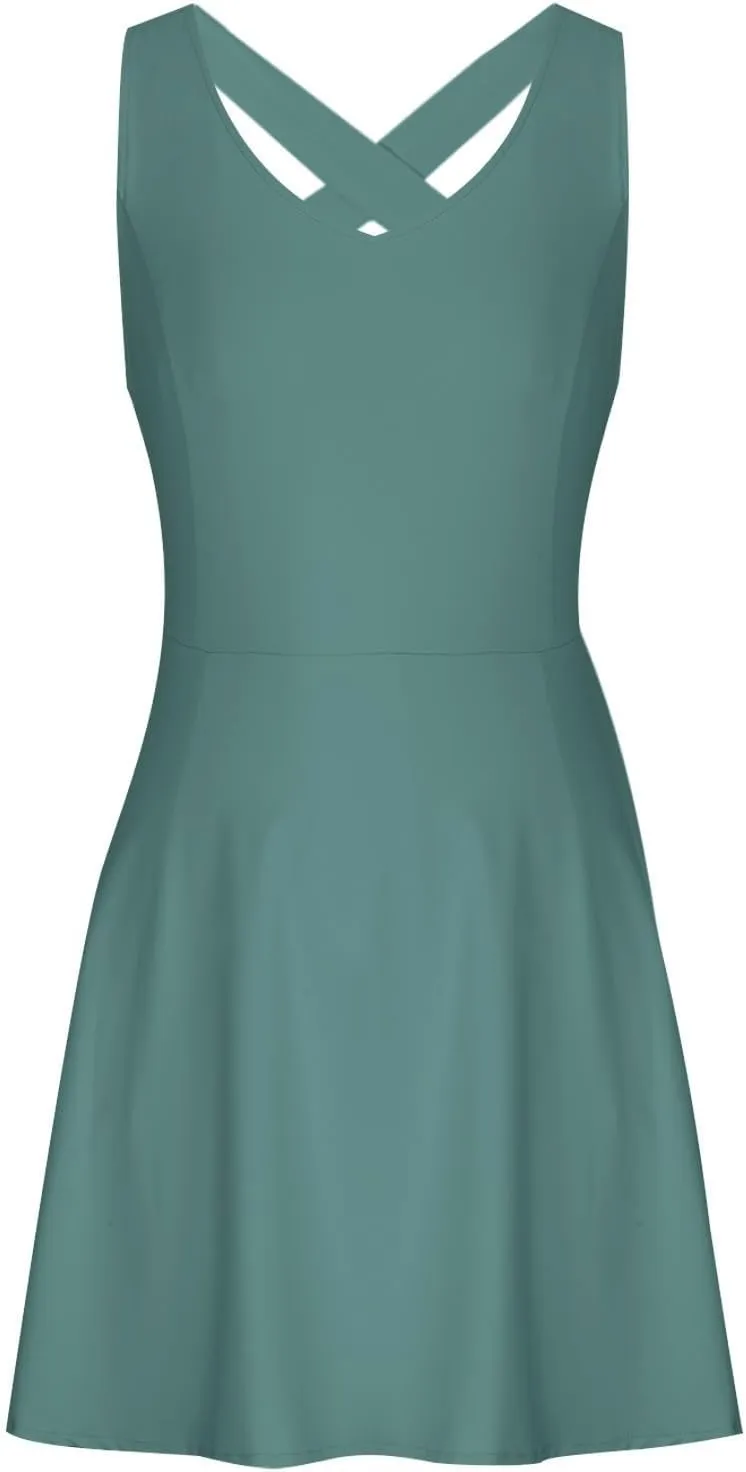 Tennis Dress for Women Sleeveless Active Sporty Tank Dress Athletic Romper Mini Dresses Backless Empire Waist Dresses