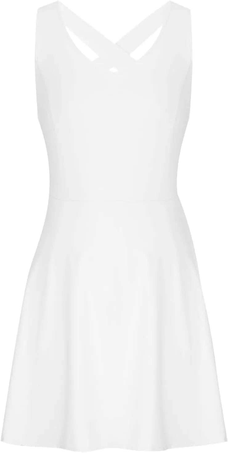 Tennis Dress for Women Sleeveless Active Sporty Tank Dress Athletic Romper Mini Dresses Backless Empire Waist Dresses