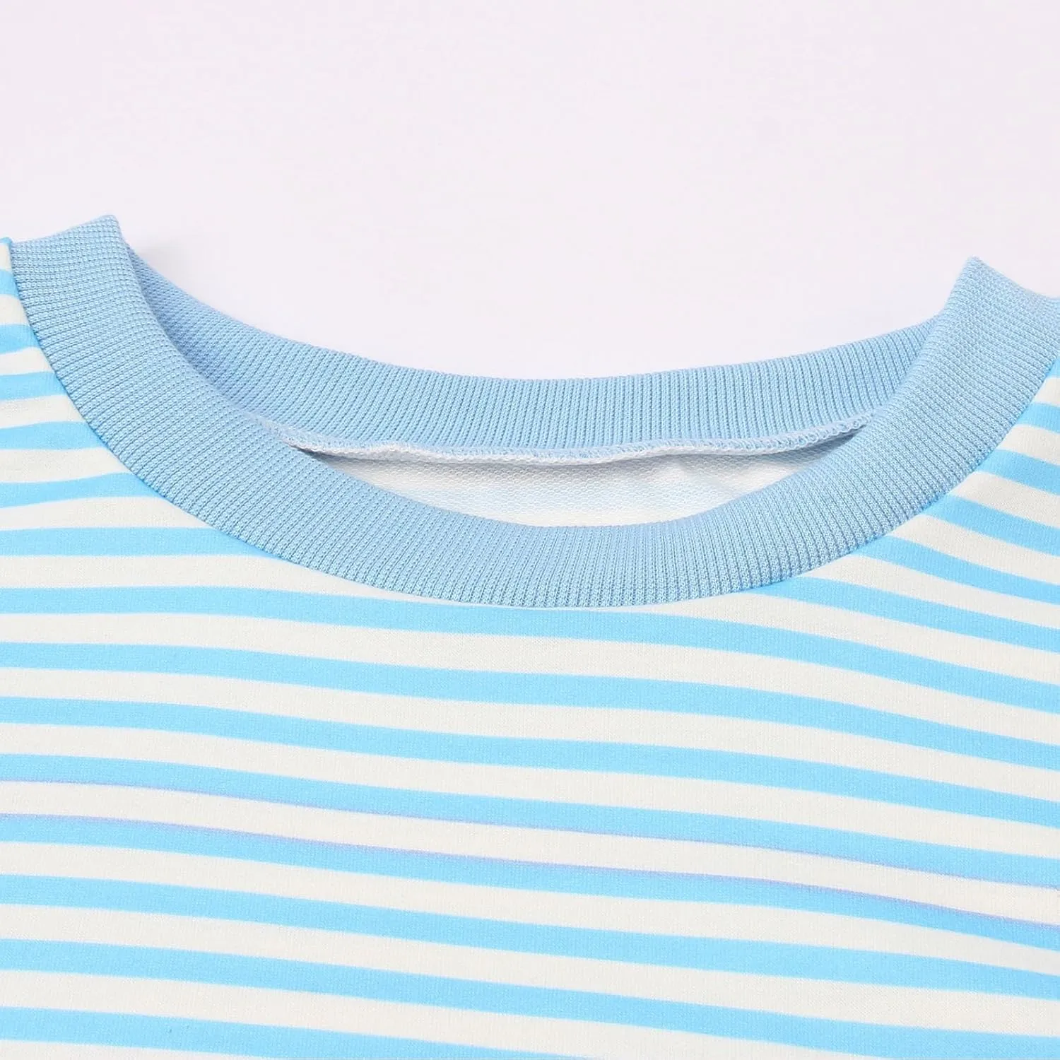 Therubyskyboutique Women Cozy Striped Oversized Sweatshirt,Long Sleeve Crewneck Hoodies PulloverY2K Shirt Top