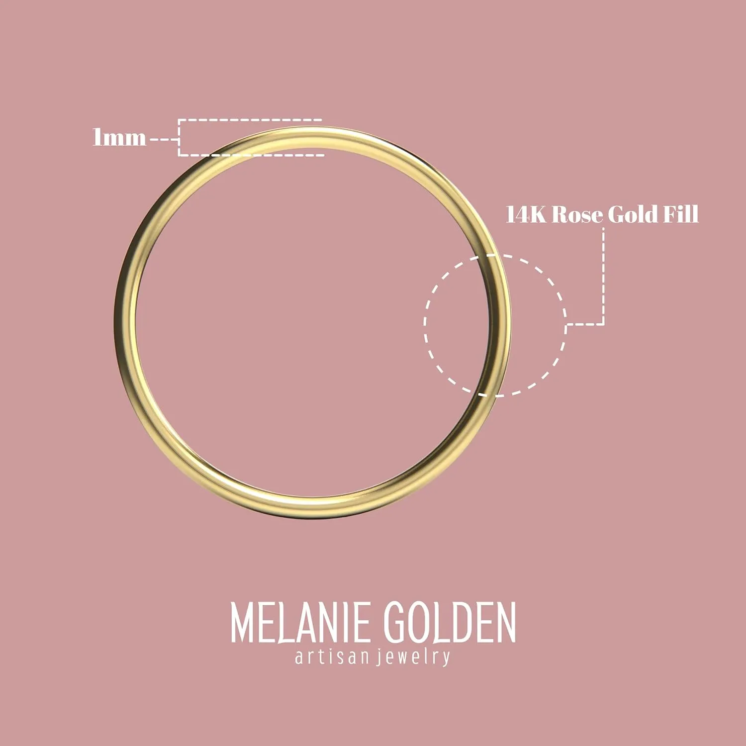 Thin Smooth Stacking 1mm Skinny Ring in Silver, Gold, or Rose Gold | Comfort Fit | Sizes 4-10 (8, 14K Gold Fill)