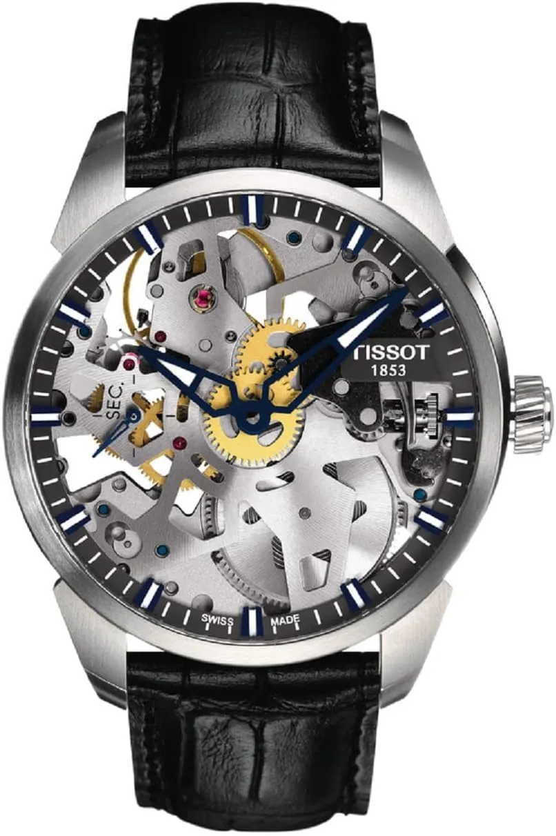 Tissot Men's T0704051641100 T-Complication Squelette Analog Display Swiss Mechanical Hand Wind Brushed Stainless Steel watch