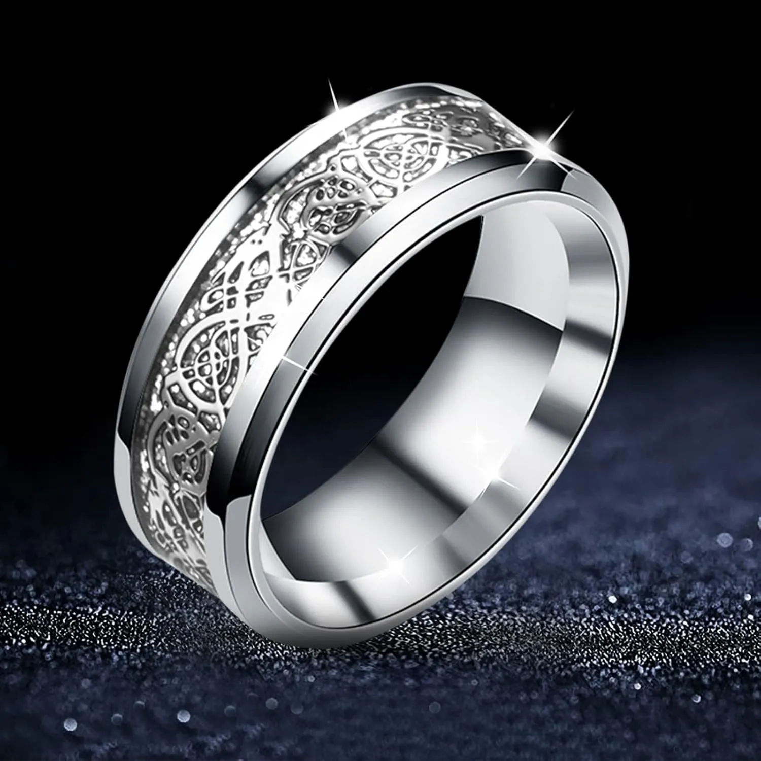 Titanium Golden Ring for Women, Gold Plated Domed Polished Finish Wedding Band Trendy Titanium Steel Knuckle Statement Ring