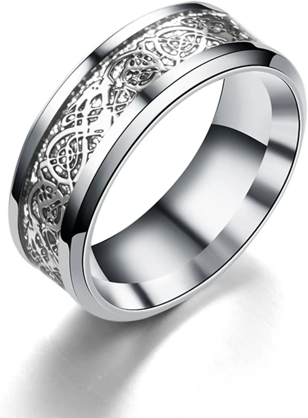 Titanium Golden Ring for Women, Gold Plated Domed Polished Finish Wedding Band Trendy Titanium Steel Knuckle Statement Ring