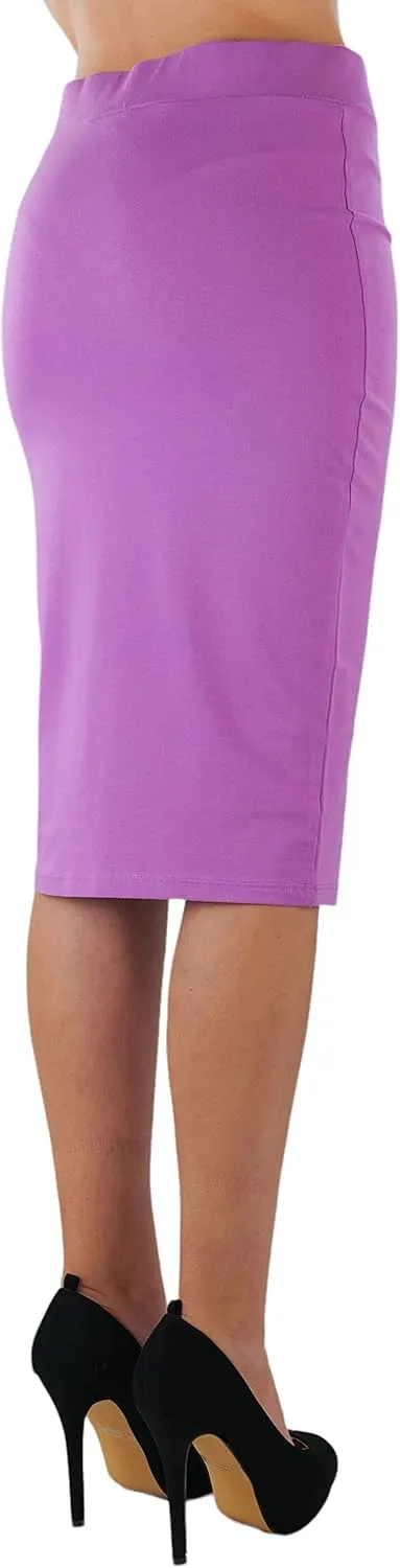 ToBeInStyle Women's Premium Cotton-Blend Basic Knee Skirt