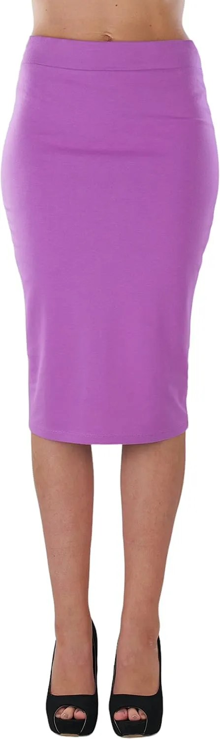 ToBeInStyle Women's Premium Cotton-Blend Basic Knee Skirt