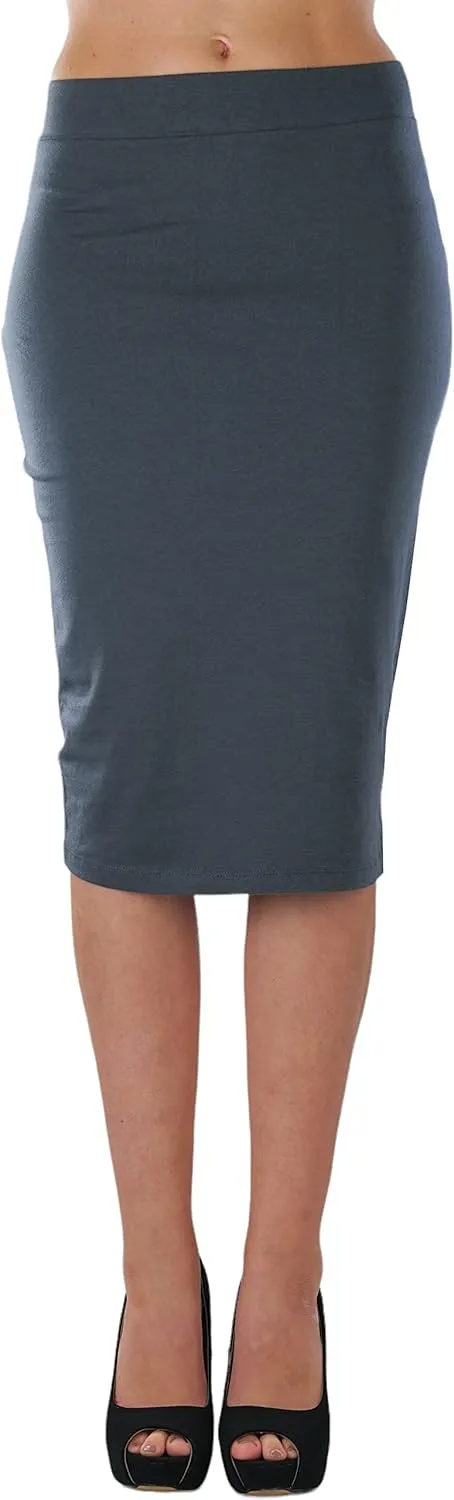ToBeInStyle Women's Premium Cotton-Blend Basic Knee Skirt