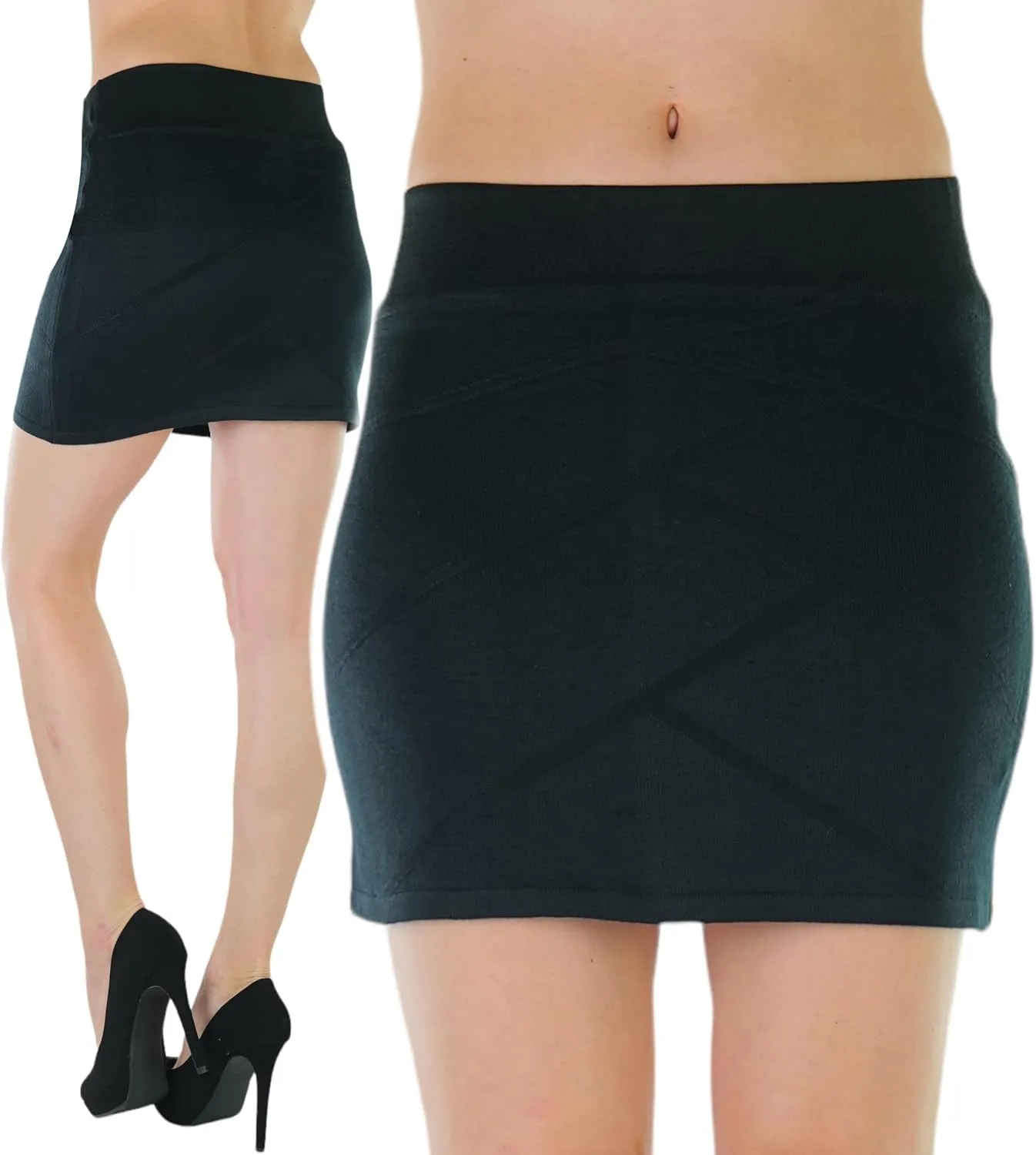 ToBeInStyle Women's Premium Cotton-Blend Basic Knee Skirt