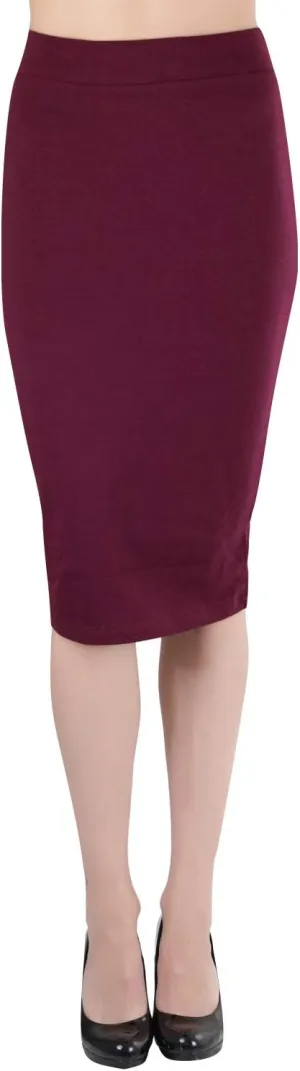ToBeInStyle Women's Premium Cotton-Blend Basic Knee Skirt