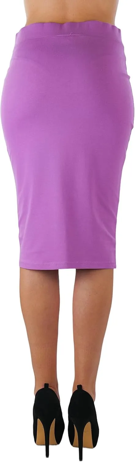 ToBeInStyle Women's Premium Cotton-Blend Basic Knee Skirt