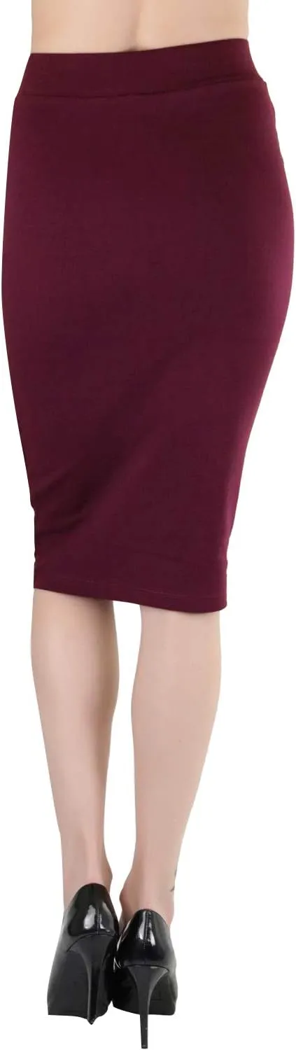 ToBeInStyle Women's Premium Cotton-Blend Basic Knee Skirt