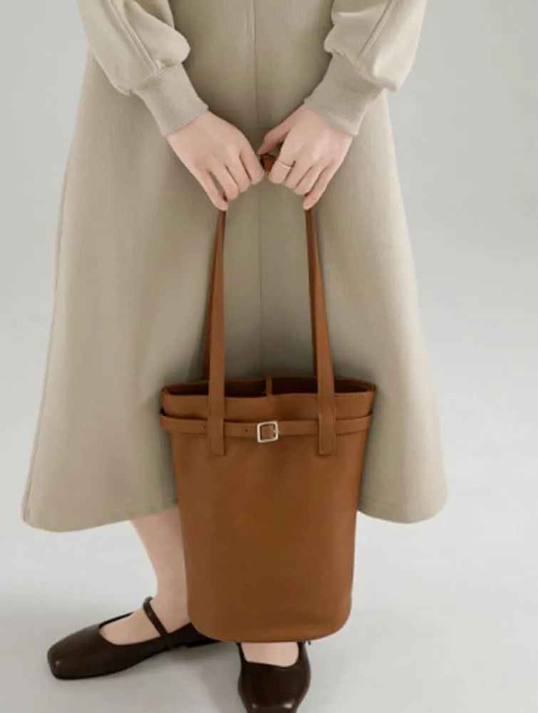 Trendy Bucket Bags for Women Retro PU Leather Y2k Buckle Belt Hobo Shoulder Purse Casual Tote Handbags 2025