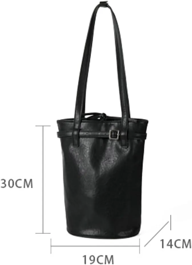 Trendy Bucket Bags for Women Retro PU Leather Y2k Buckle Belt Hobo Shoulder Purse Casual Tote Handbags 2025