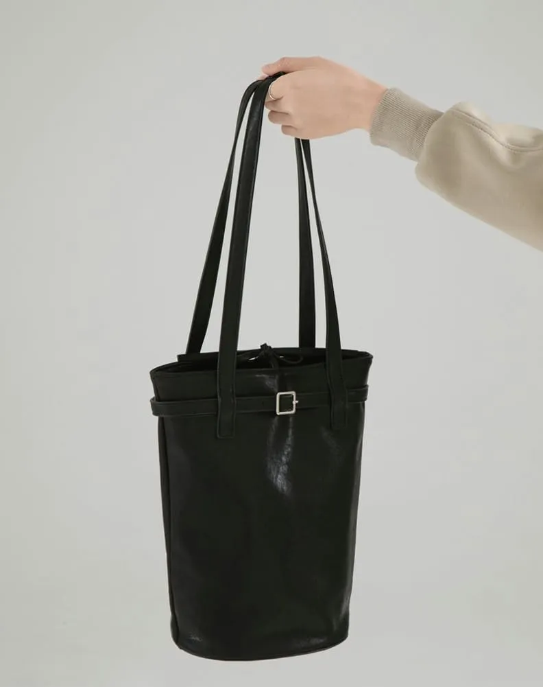 Trendy Bucket Bags for Women Retro PU Leather Y2k Buckle Belt Hobo Shoulder Purse Casual Tote Handbags 2025