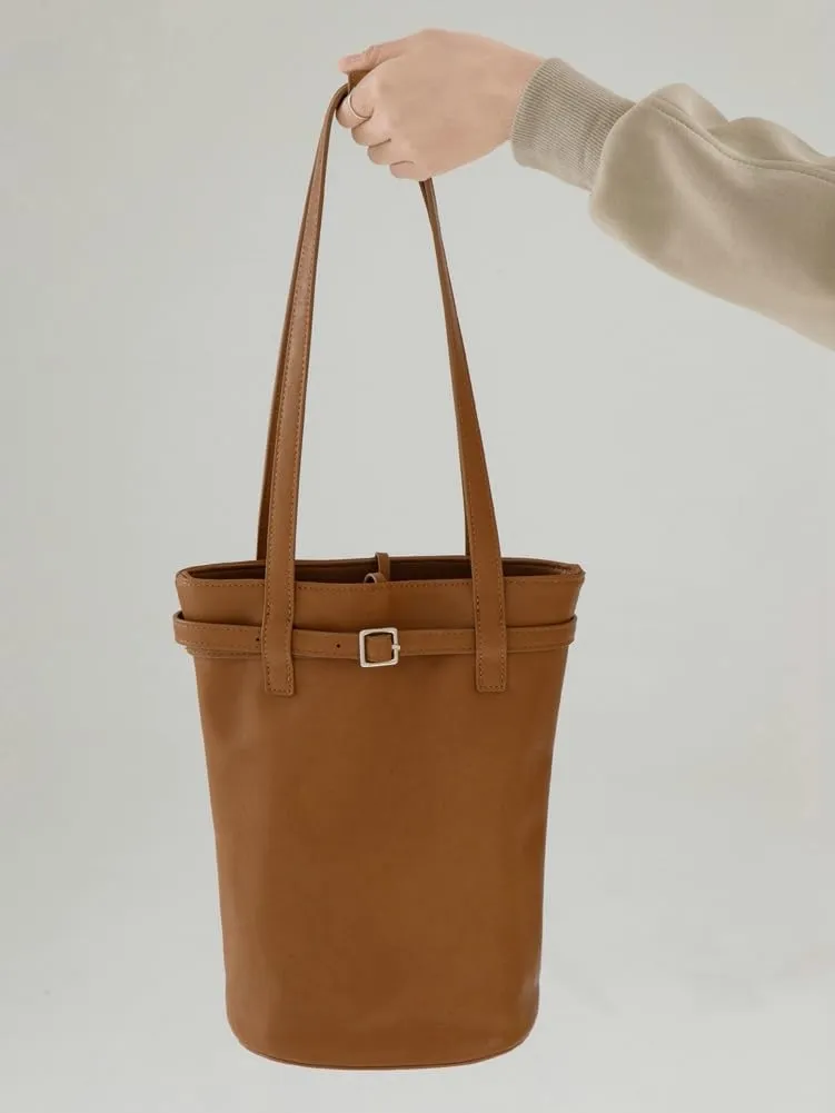 Trendy Bucket Bags for Women Retro PU Leather Y2k Buckle Belt Hobo Shoulder Purse Casual Tote Handbags 2025