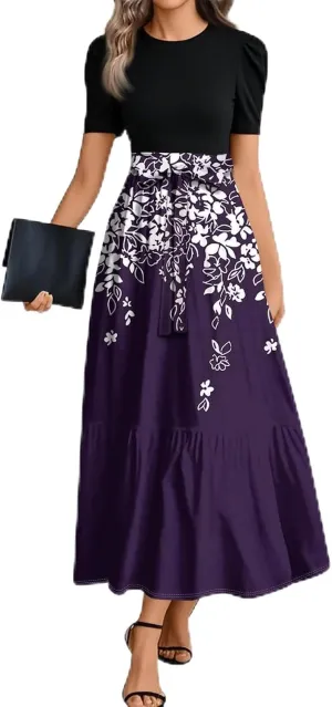 Trendy Dresses for Women 2025, Vacation High Waisted Summer Dresses Spring Flower Print Casual Sundress