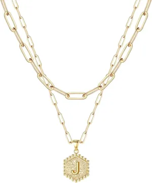 Trendy Layered Stackable Choker Necklace for Women,26 Alphabet Initial Gold Necklaces Dainty Gold Plated Pendant Necklace