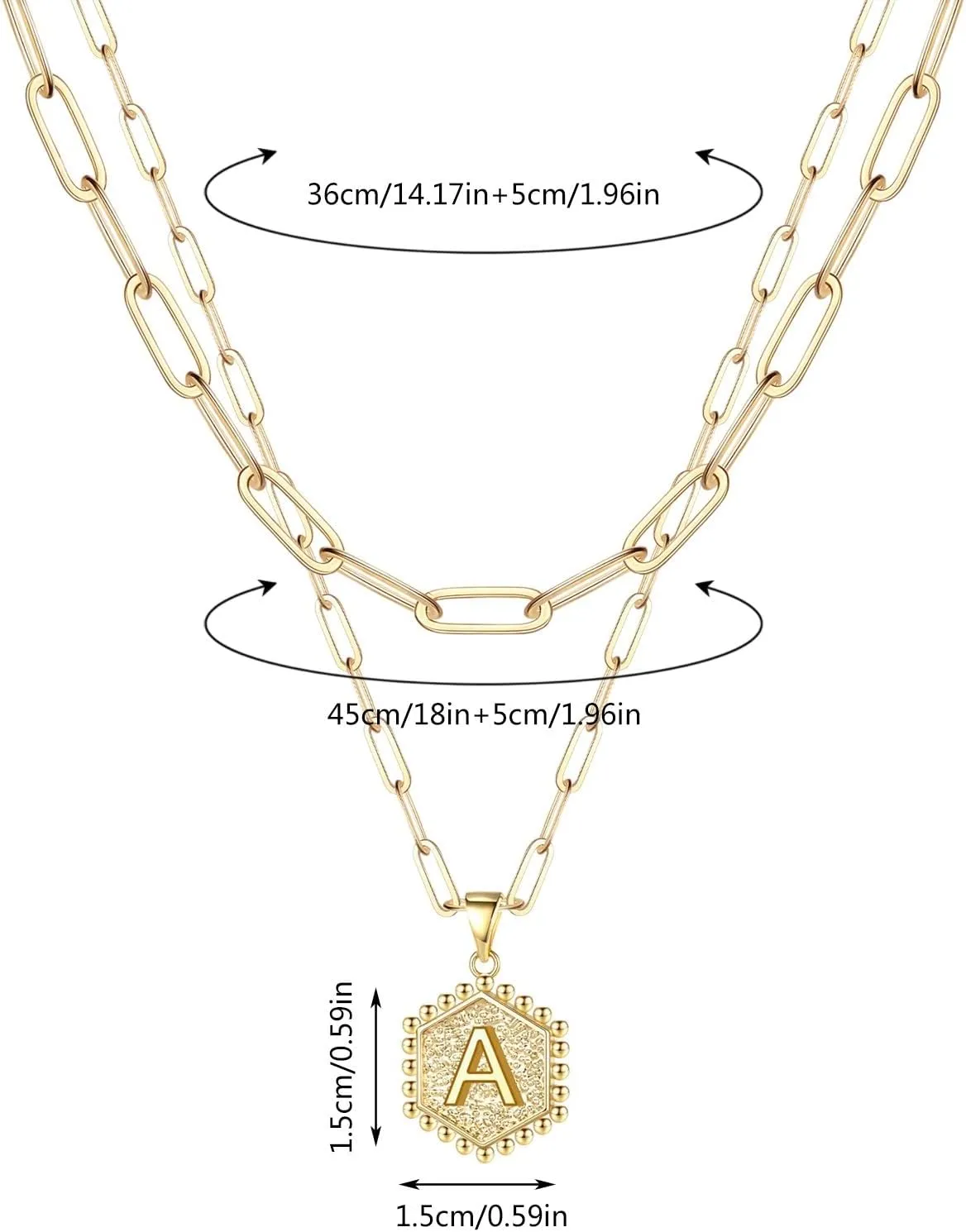 Trendy Layered Stackable Choker Necklace for Women,26 Alphabet Initial Gold Necklaces Dainty Gold Plated Pendant Necklace