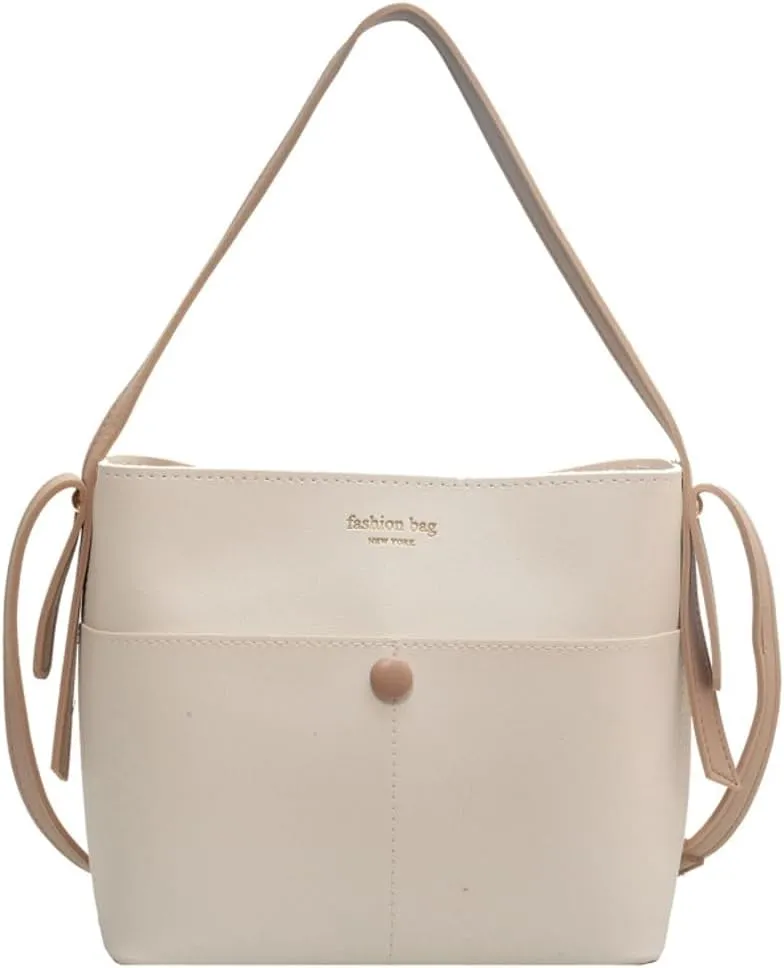 Trendy Shoulder Crossbody Bags for Women Small Bucket Satchel Vegan Leather Ladies Working Tote Purses Handbags