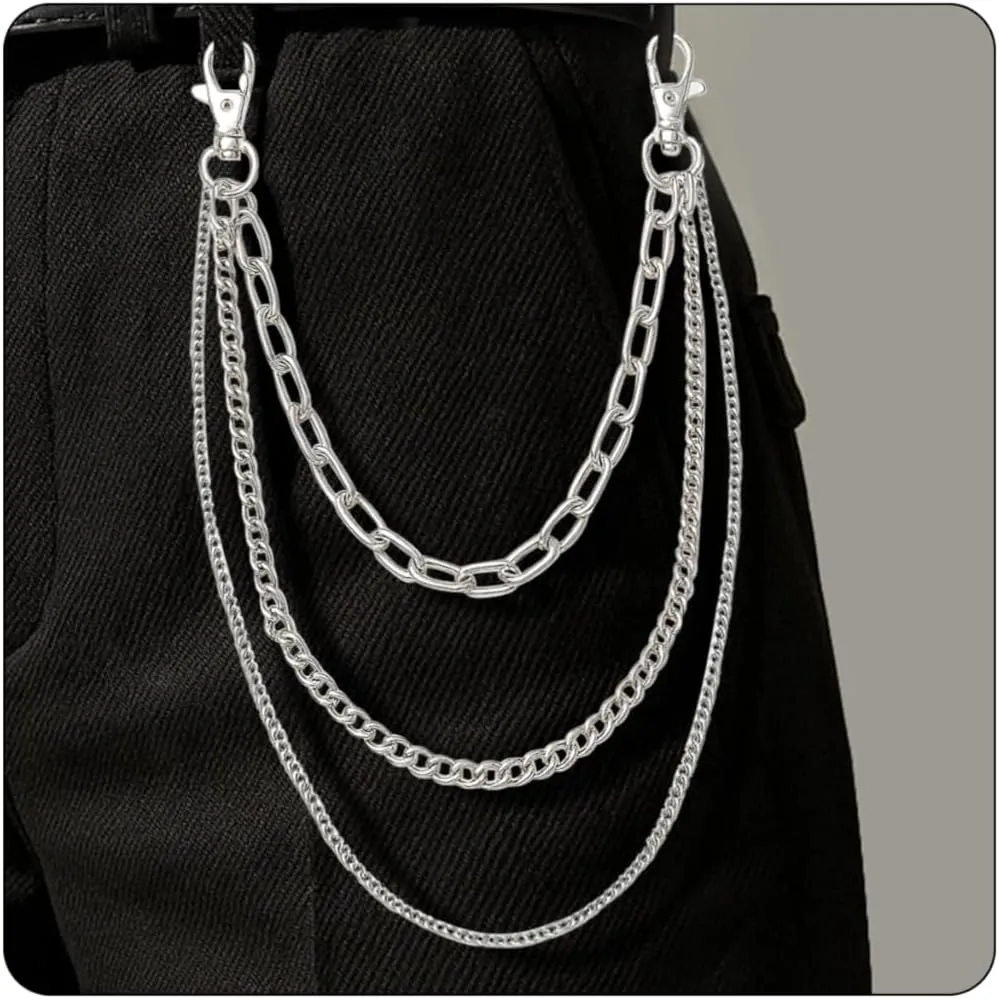 Trouser Chain Pants Cross Sword Chain Belt Chain Metal Wallet Chain Hip Hop Punk Jeans Chains Rock Layered Pocket Chain Unisex Body Jewelry for Women & Men Clothing Accessories Silver