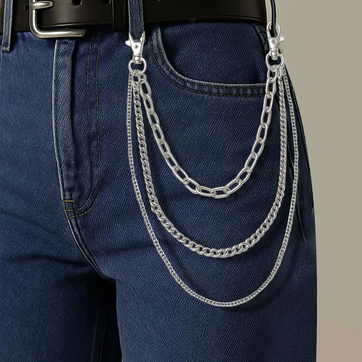 Trouser Chain Pants Cross Sword Chain Belt Chain Metal Wallet Chain Hip Hop Punk Jeans Chains Rock Layered Pocket Chain Unisex Body Jewelry for Women & Men Clothing Accessories Silver