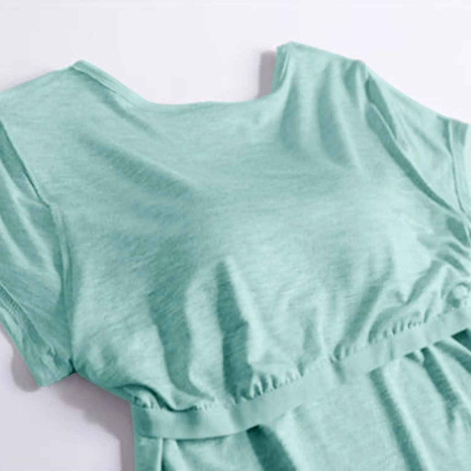Tshirt with Built in Bra for Women Short Sleeve Plus Size Modal Soft Summer Top Workout Athletic Shirt for Layering