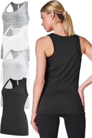 Ultra Performance Womens Athletic Workout Tank Tops 4 Pack Women's Running Shirts Casual Loose fit Gym Tanks for Women