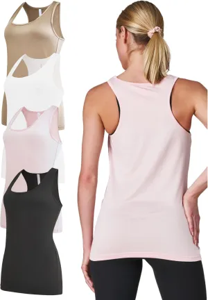 Ultra Performance Womens Athletic Workout Tank Tops 4 Pack Women's Running Shirts Casual Loose fit Gym Tanks for Women