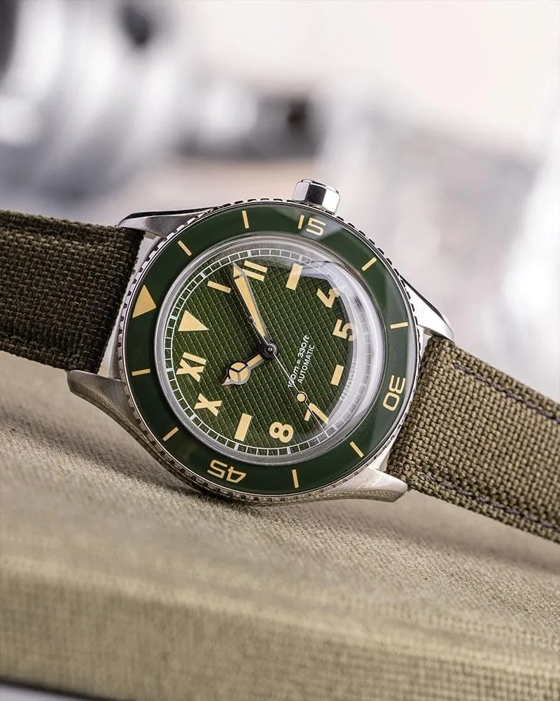 UNDONE Basecamp Classic ANC Cali Designs, 40mm Case Size, 100M Water Resistance Men's Automatic Wrist Watch, Leather/Nylon/Fabric