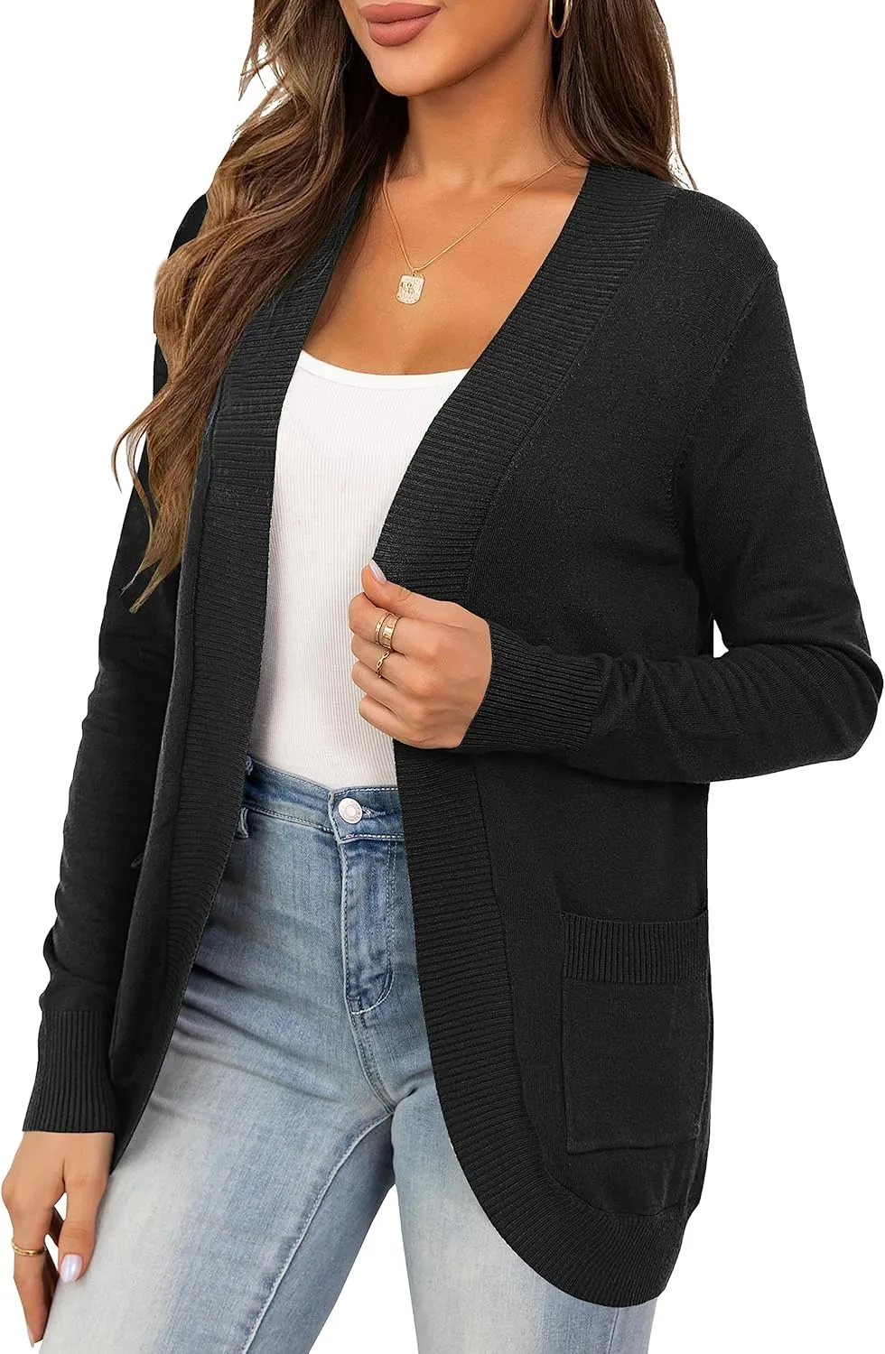 U.Vomade Women's Sweaters Boho Long Sleeve Open Front Chunky Cable Knit Cardigan