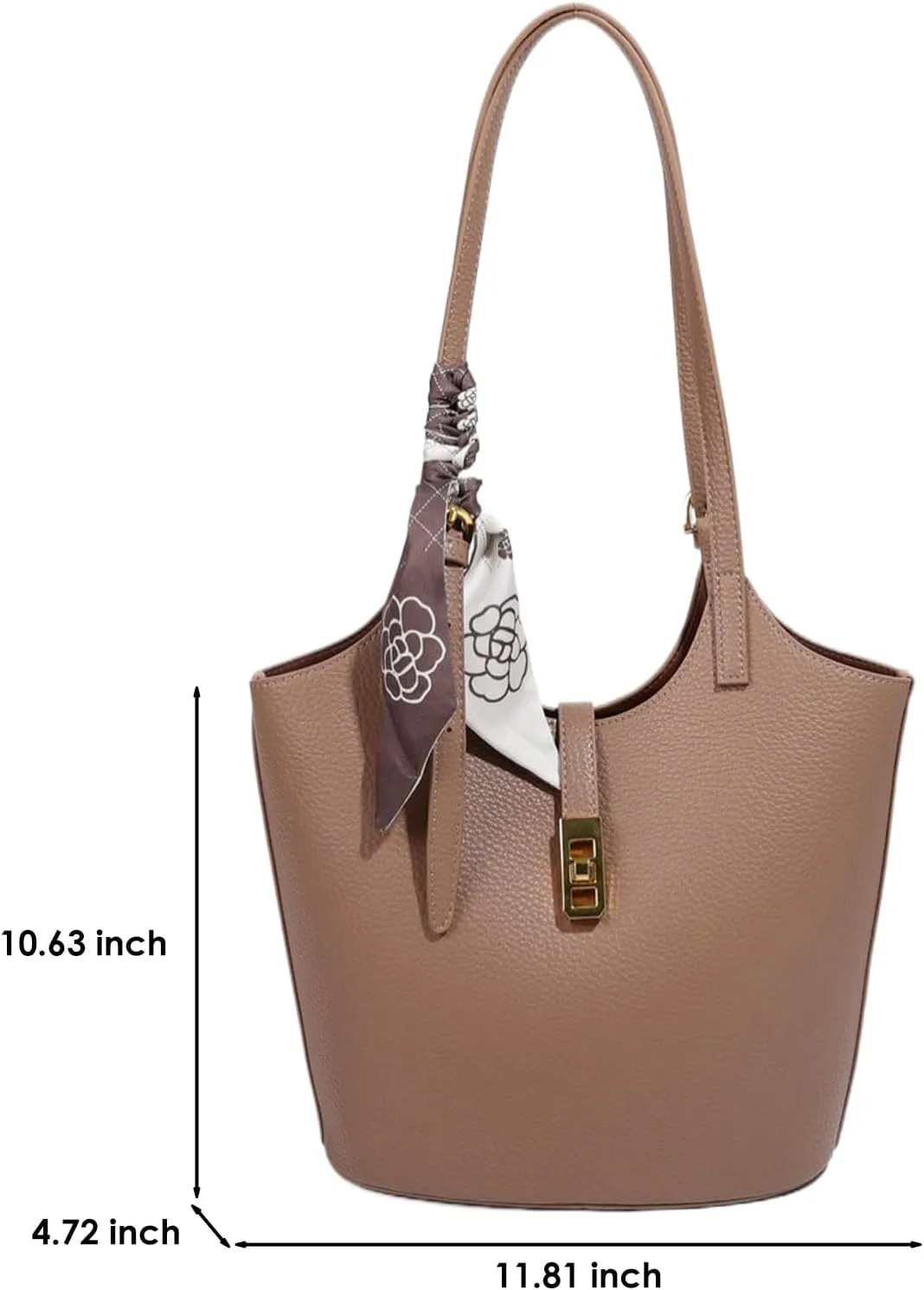 Vegan Leather Bucket Bag Designer Handbags for Women Hobo Bag 2 in 1 Scoop Neck Tote with Removable Pouch