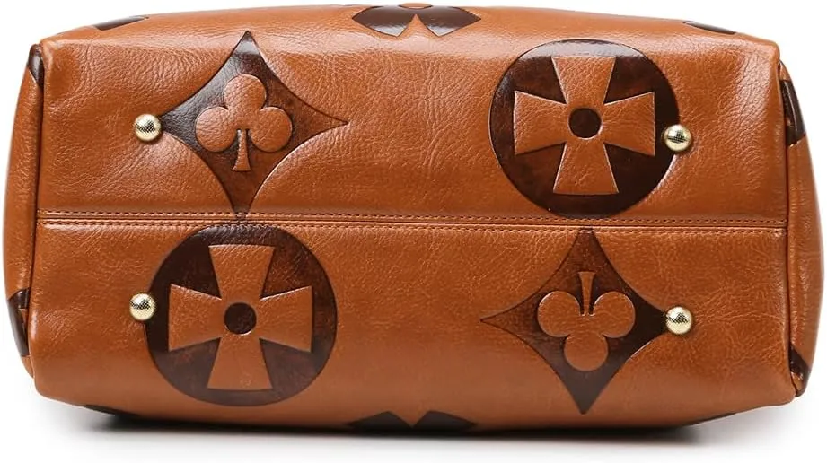 Vegan Leather Tote Bag Embossed Bucket Handbag Trendy Purse for Women Top Handle Work Hobo Bag Shoulder Purse