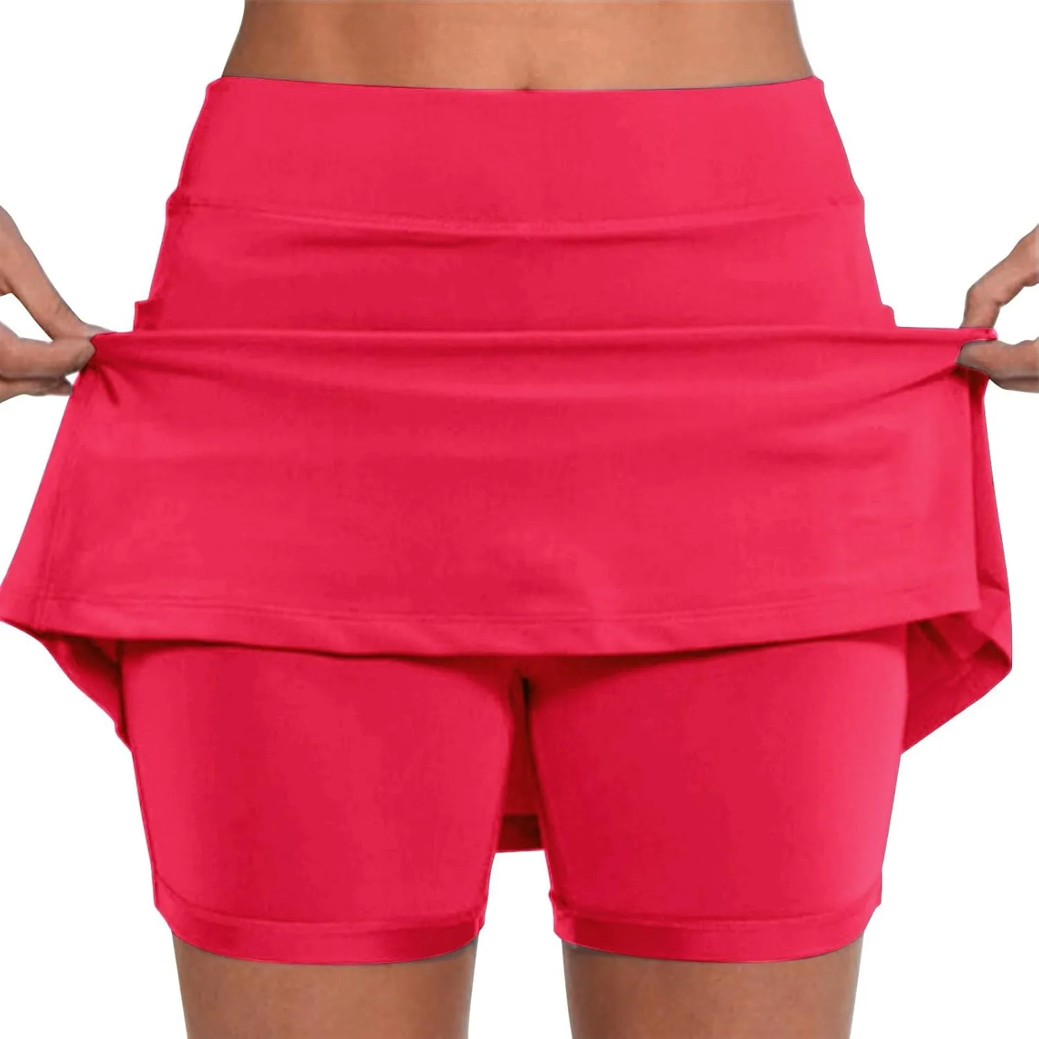 Versatile Skorts for Woman,Plus Size Skort for Curvy Women,Ladies Culottes,Womens Skorts with Pockets Tummy Control