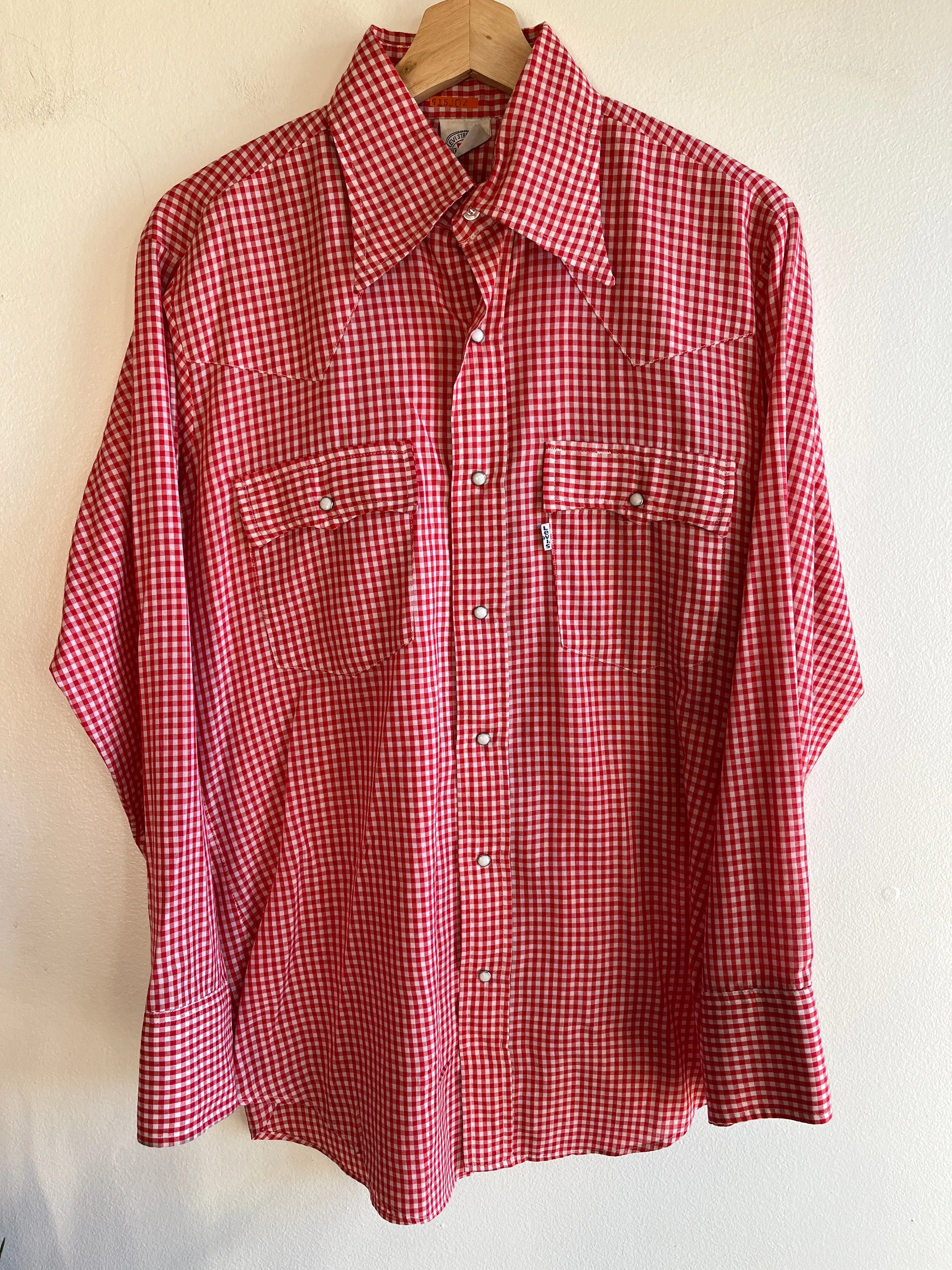Vintage 1970/80s Levis Gingham Pearl Snap Button-Up Shirt