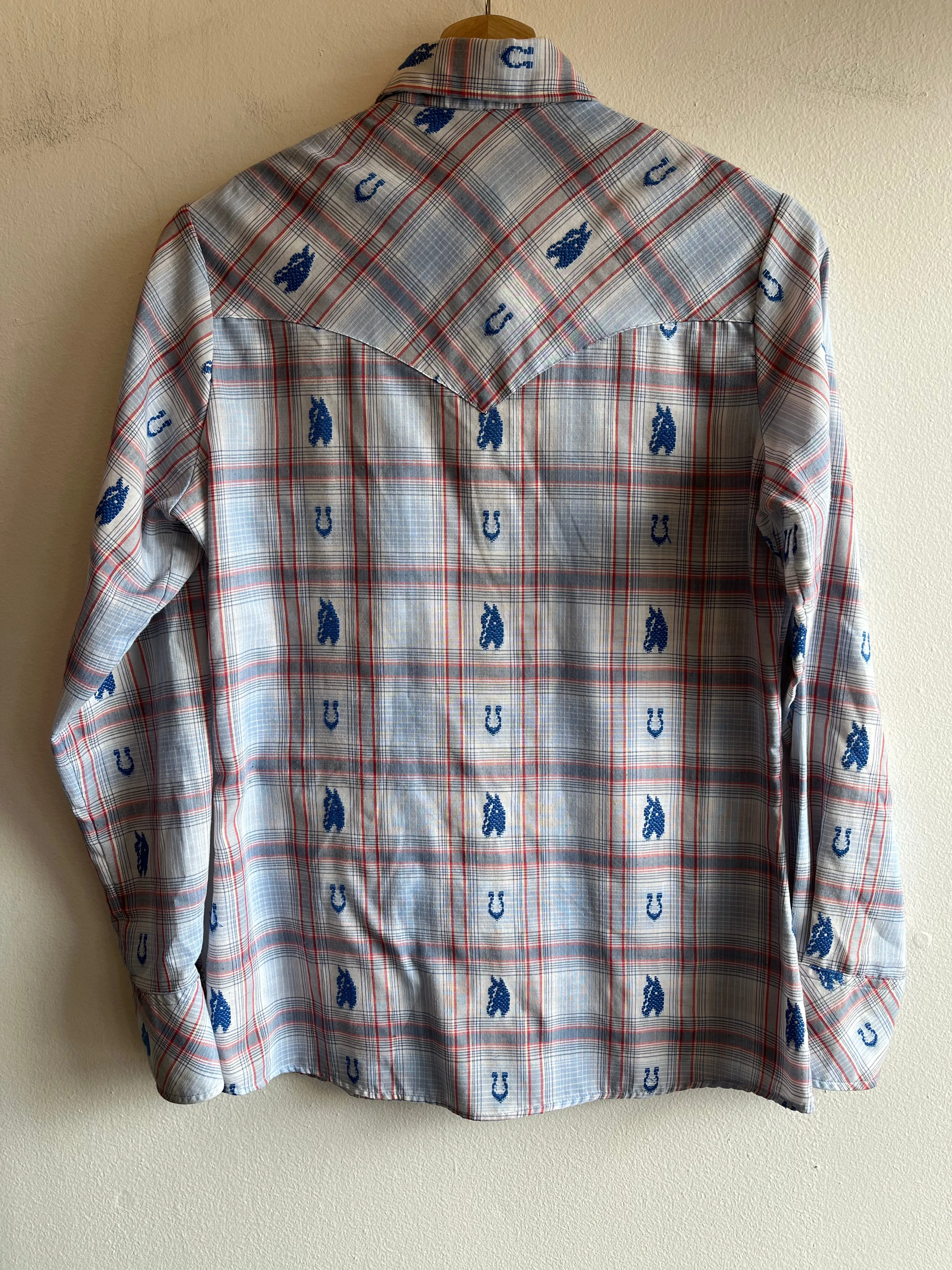 Vintage 1970s Millie Western Horse Themed Pearl Snap Shirt