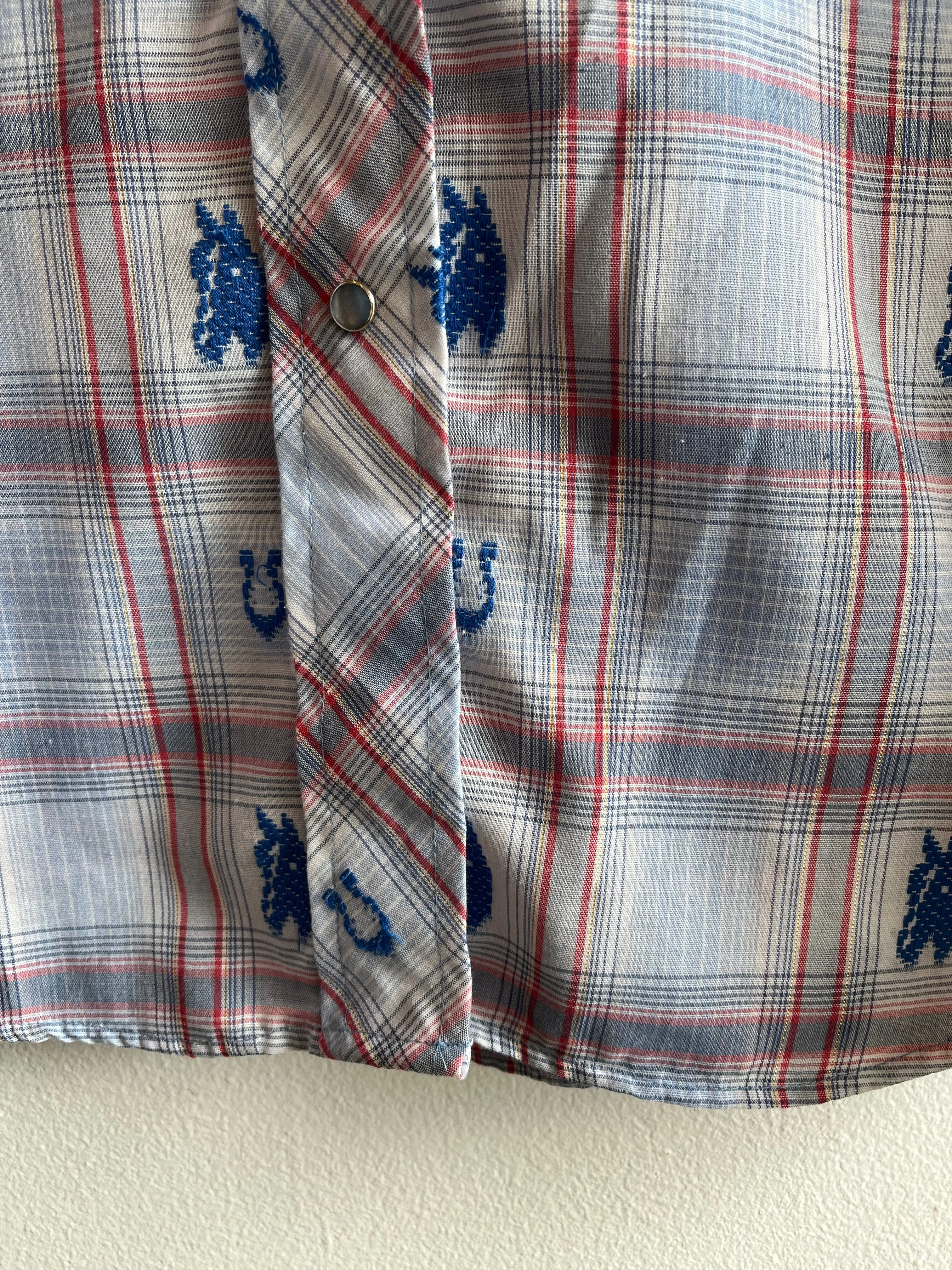 Vintage 1970s Millie Western Horse Themed Pearl Snap Shirt