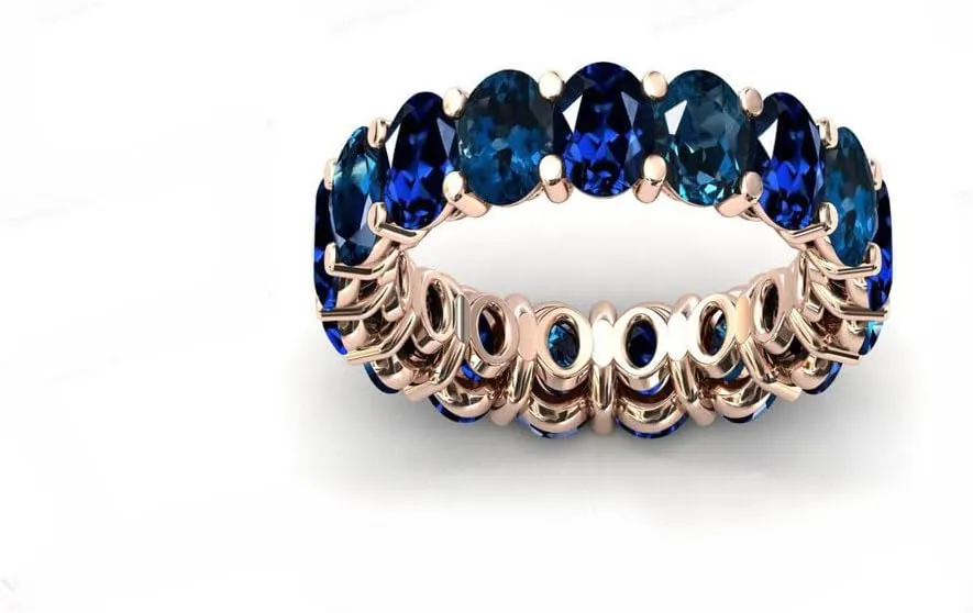 Vintage Blue Sapphire Eternity Band 925 Sterling Silver London Blue Topaz Eternity Wedding Ring Art Deco Cluster Multi Gemstone Gift For Her