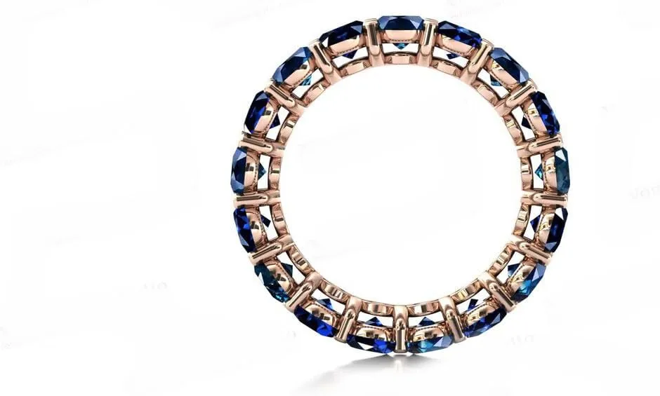 Vintage Blue Sapphire Eternity Band 925 Sterling Silver London Blue Topaz Eternity Wedding Ring Art Deco Cluster Multi Gemstone Gift For Her