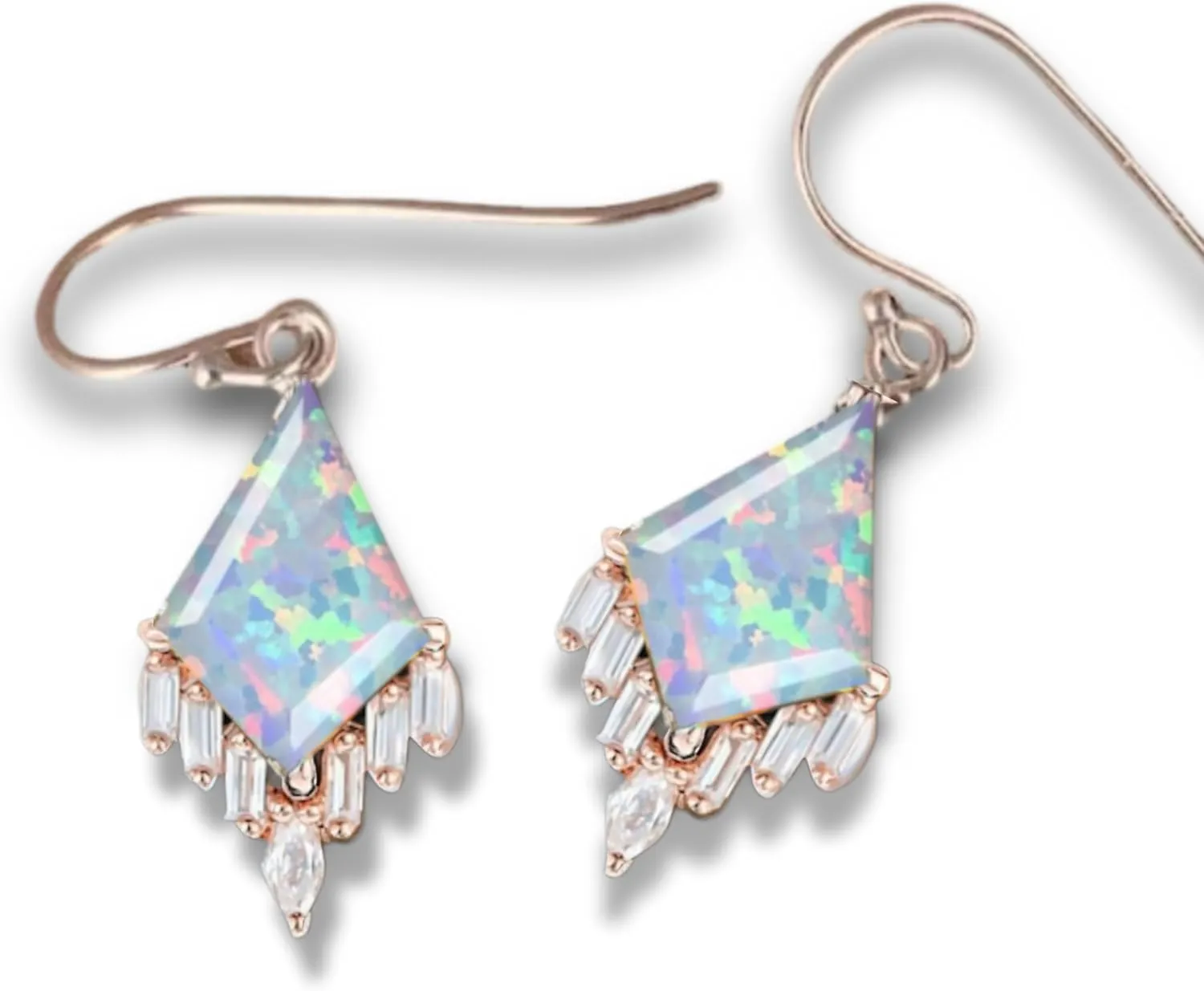 Vintage Kite Cut Natural Opal Earrings, Drop and dangal earrings for Womens