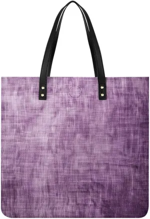 Vintage Purple Linen Tote Bag Pu Leather Handbags for Women Shopping Shoulder Bags Travel Hobo Bags Slouchy Tote Big Capacity Cross Body Handbags Laptop Briefcases