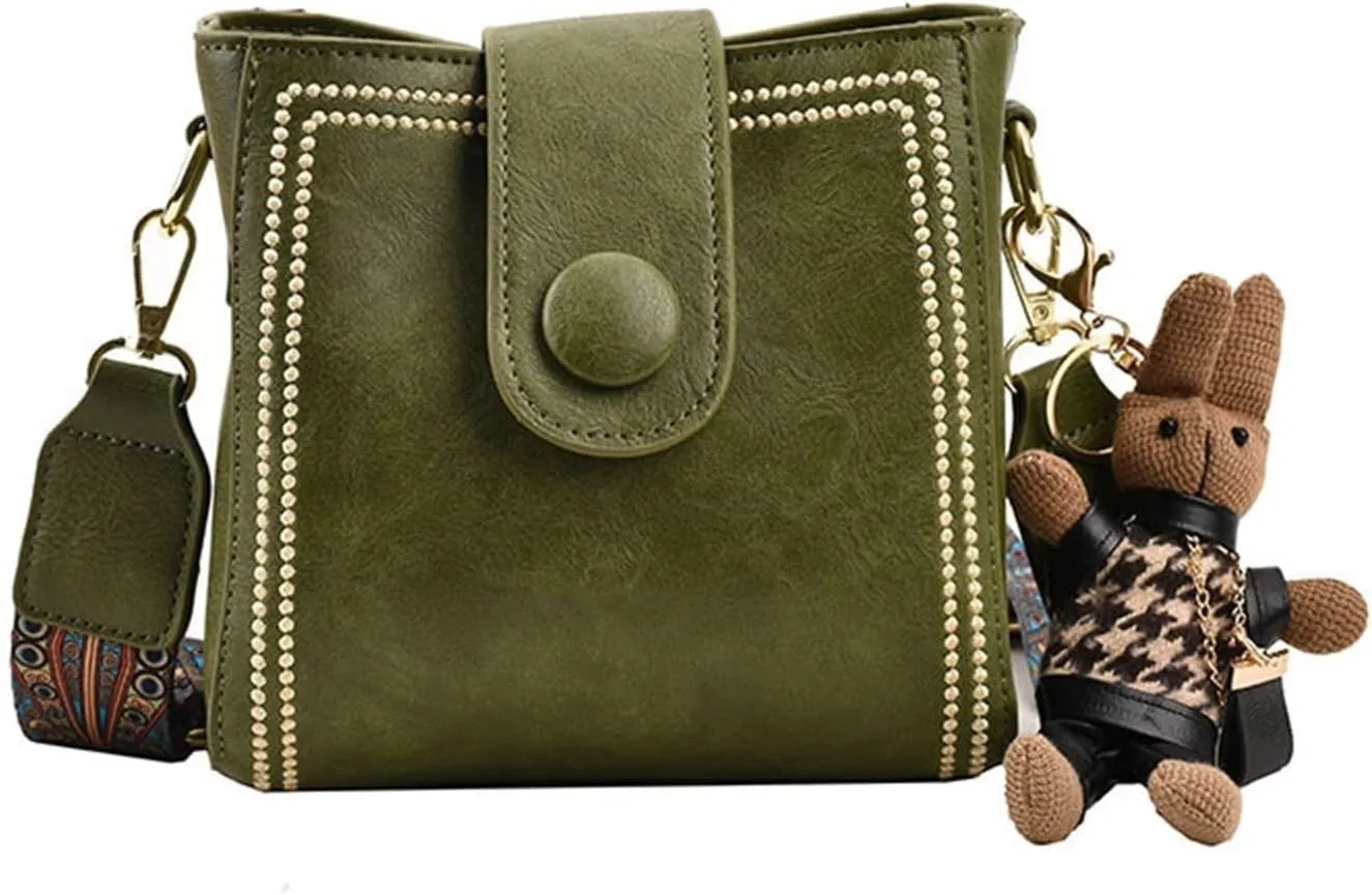 Vintage Simple PU Leather Bunny Bucket Ornaments Crossbody Bags for Women Luxury Designer Handbagt Lady Black Shoulder Bag