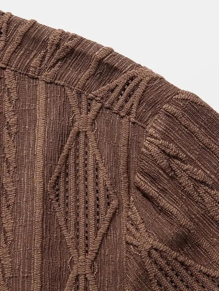 Waffle Texture Button-Up Shirt
