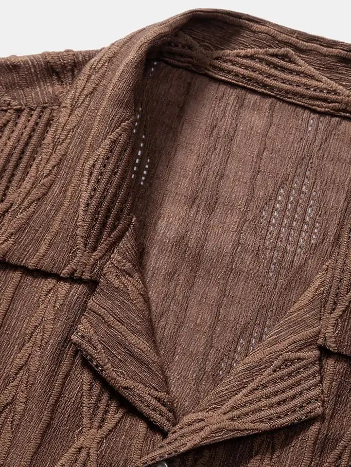 Waffle Texture Button-Up Shirt