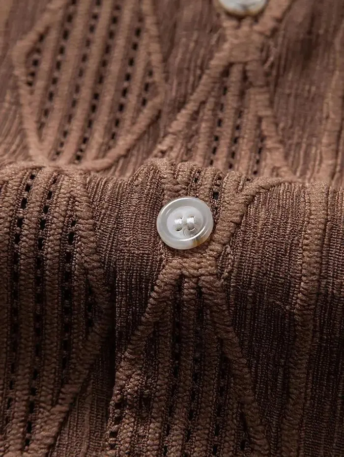 Waffle Texture Button-Up Shirt