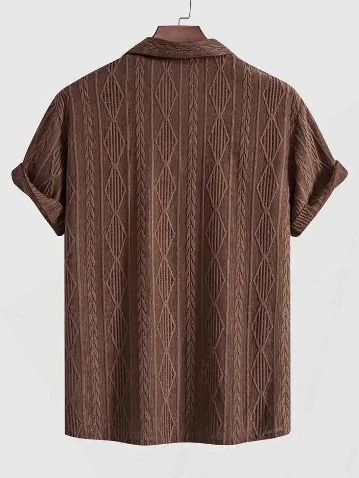 Waffle Texture Button-Up Shirt