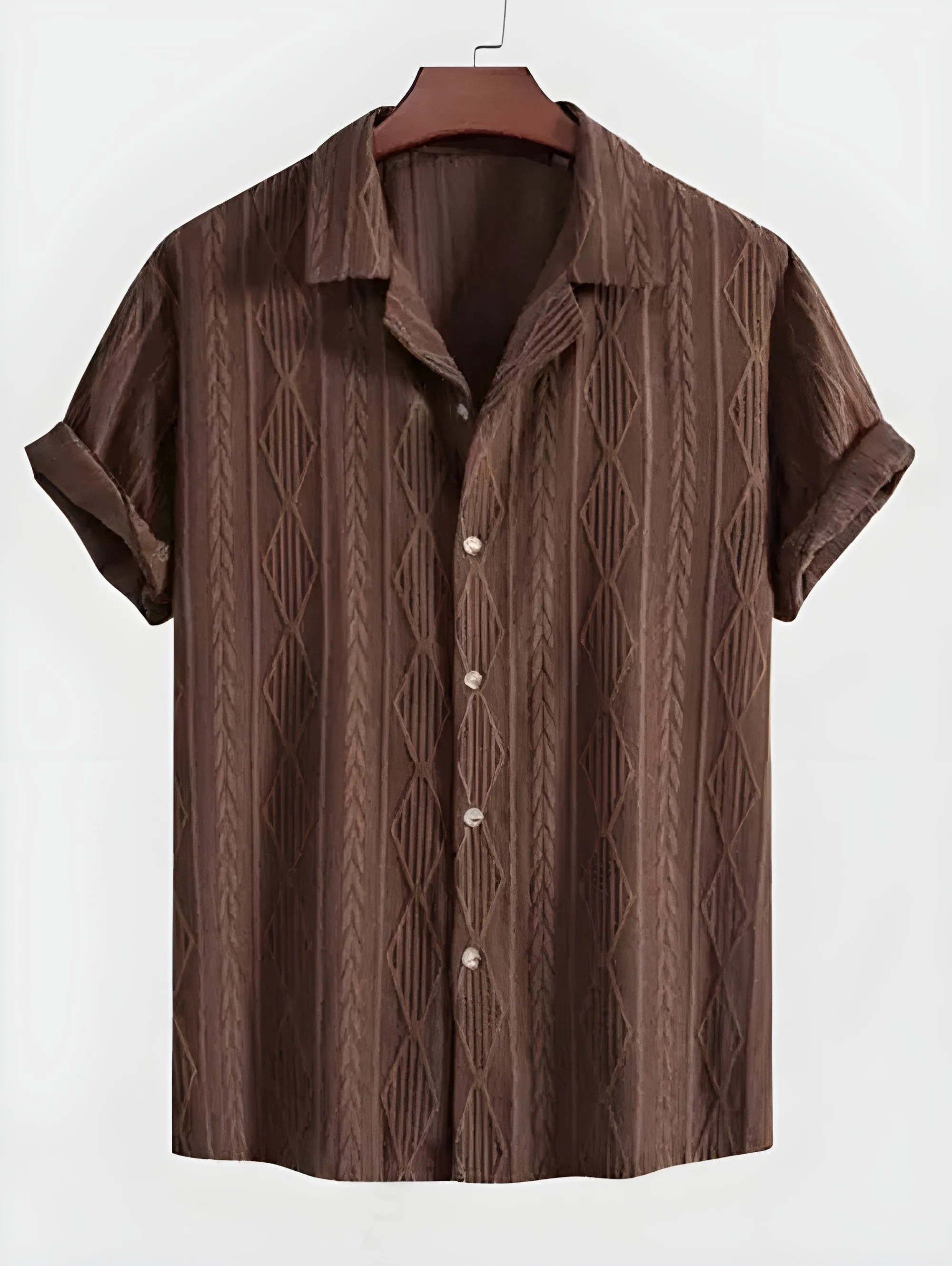 Waffle Texture Button-Up Shirt