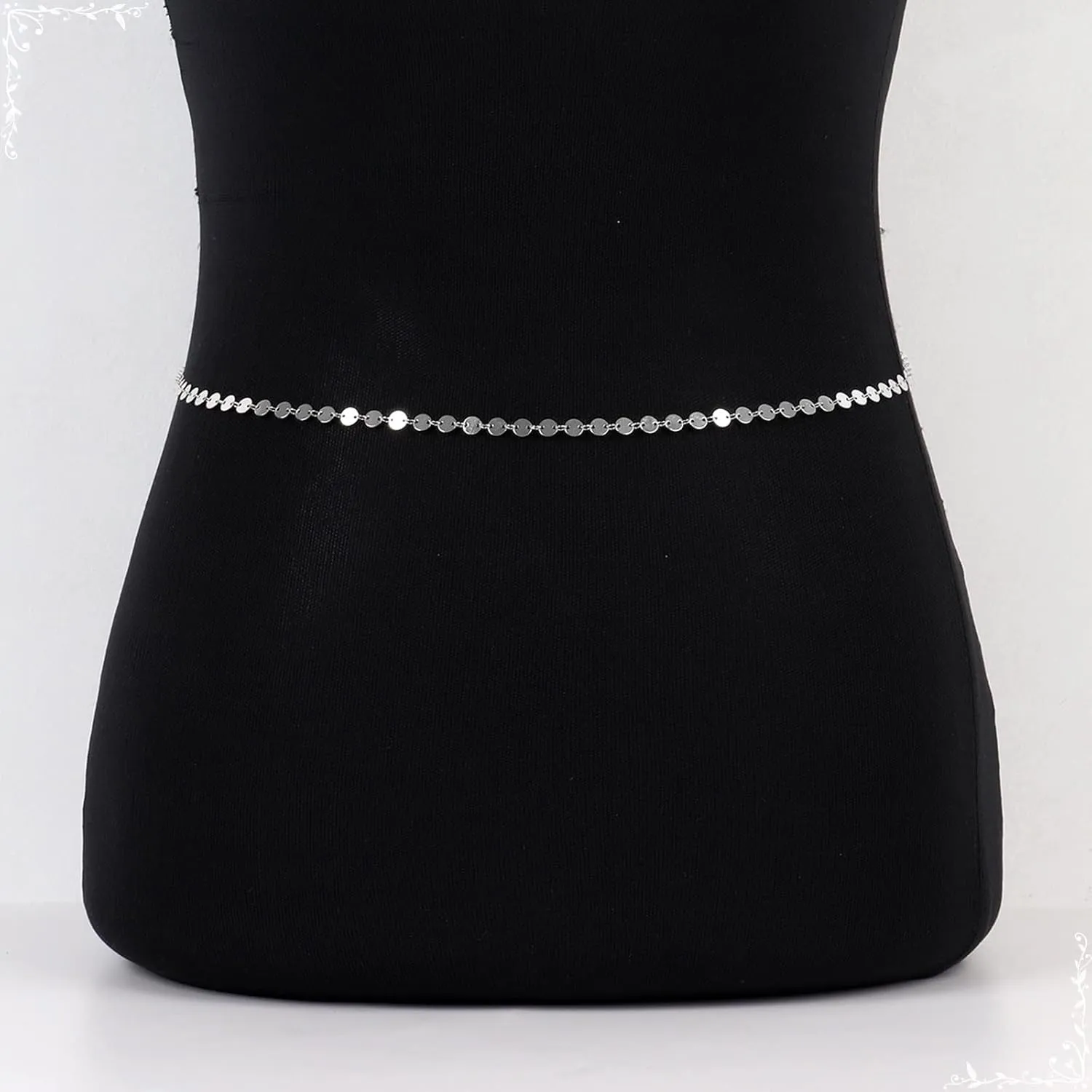 Waist Jewelry Chains, Sequins Adjustable Beach Body Chains for Women, Silver/Gold Waist Necklace Rock