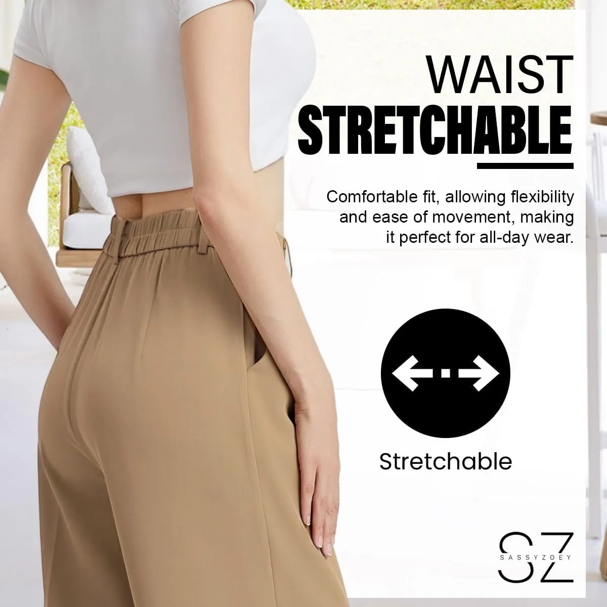 Wide Leg Pants for Women | High Waisted Trousers with Pockets | Comfortable Casual Business Work Pants