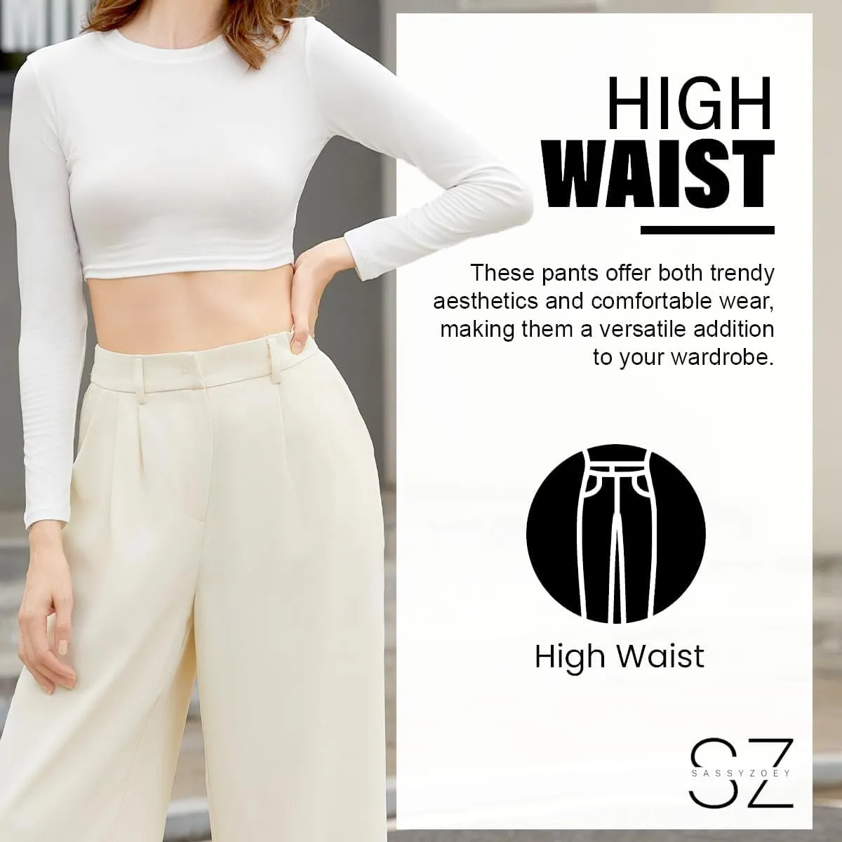 Wide Leg Pants for Women | High Waisted Trousers with Pockets | Comfortable Casual Business Work Pants